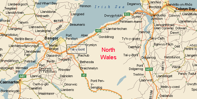 road map of North Wales